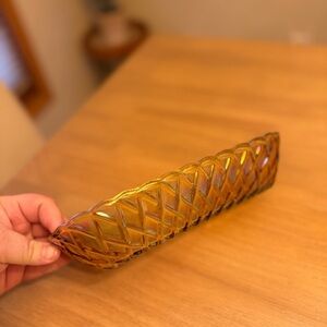 Vintage Carnival Glass Iridescent orange Lattice Tray Servingware